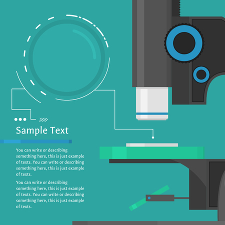 infographic template with dark gray microscopeのイラスト素材