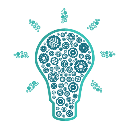 shining light bulb with blue gears insideのイラスト素材