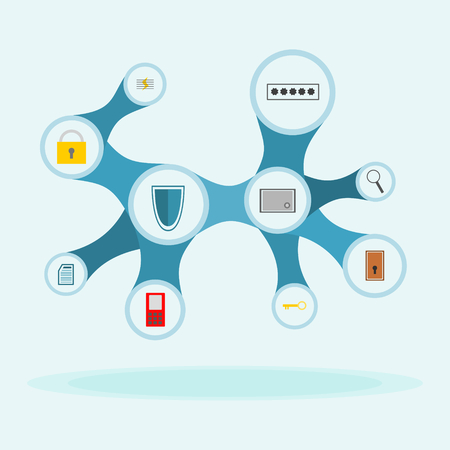 security icons with connected circlesのイラスト素材