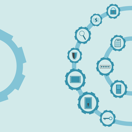 security icons with blue gearsのイラスト素材
