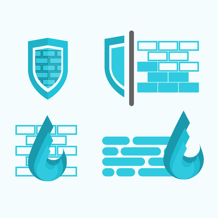 symbols of firewall and protectionのイラスト素材