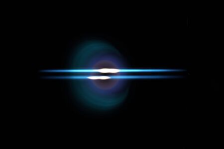 Blue light Lens flare on black background.の写真素材