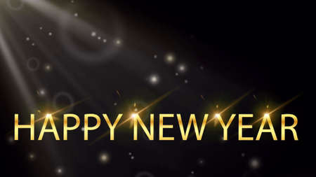 Animation golden Texture HAPPY NEW YEAR with orange sunshine.の写真素材