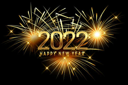 Happy New Year 2022 card design with firework Vector.の写真素材