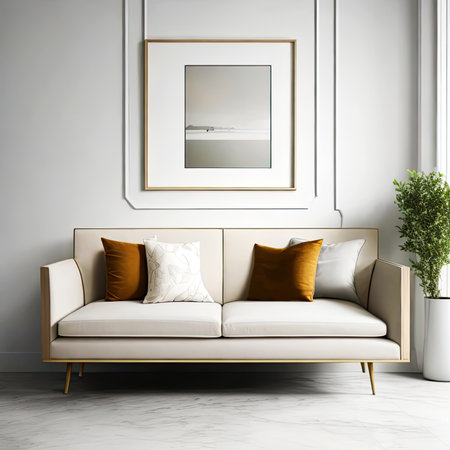 Mockup frame home sofa with blank frame for mockup interior modern,Generative AI.の素材