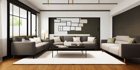 Mockup frame home sofa interior style modern,Generative AI.の素材
