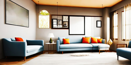 Mockup frame home sofa interior style modern,Generative AI.の素材