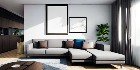 Mockup frame home sofa interior style modern,Generative AI.の素材
