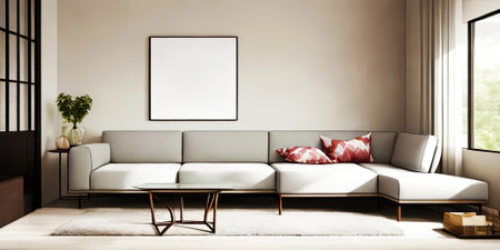 Mockup frame home sofa interior style modern,Generative AI.の素材