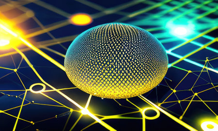 Future technology lines with dots network mesh background,Generative AI.の素材