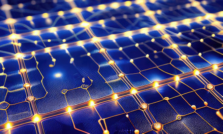 Future technology lines with dots network mesh background,Generative AI.の素材