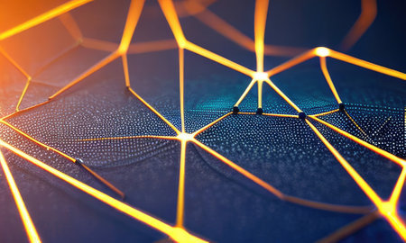 Future technology lines with dots network mesh background,Generative AI.の素材