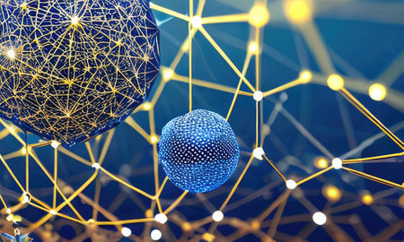 Future technology lines with dots network mesh background,Generative AI.の素材