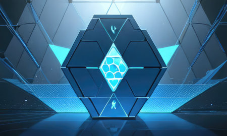 Abstract futuristic digital geometric technology hexagon background,Generative AI.の素材