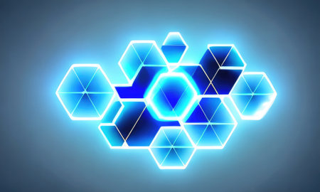 Abstract futuristic digital geometric technology hexagon background,Generative AI.の素材