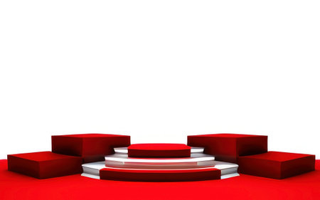 Red podium on white background.の素材