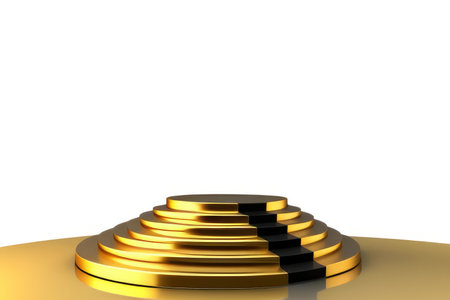 Gold podium on white background.の素材