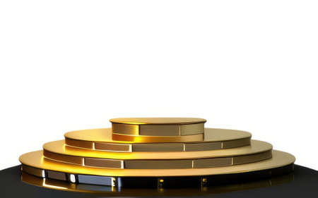 Gold podium on white background.の素材