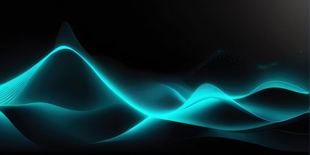 Data technology abstract futuristic wave background with connecting dot.の素材