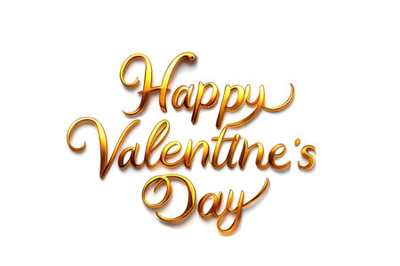 Golden text happy valentines day on white background.の素材