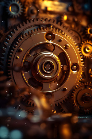 Steampunk Background with Rusty Gears and Engines. Industrial Background. Generative AIの素材