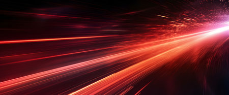 Red Light Trails with Motion Effect. High Speed Light Effect. Long Exposure. Generative AIの素材