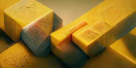 Abstract 3D illustration illusion of natural stone, plaster. art gallery.の写真素材