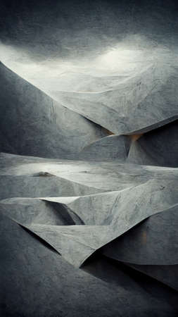 Abstract 3D illustration illusion of natural stone, metal. art gallery.の写真素材