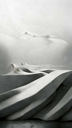 Abstract 3D illustration illusion of natural stone, metal. art gallery.の写真素材