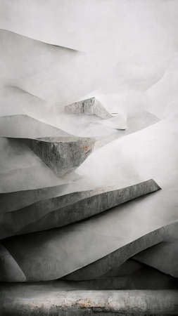 Abstract 3D illustration illusion of natural stone, metal. art gallery.の写真素材