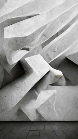 Abstract 3D illustration illusion of natural stone, metal. art gallery.の写真素材
