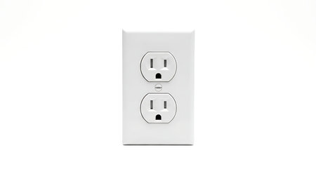 Standard White Electrical Receptacle Outlet for Residential Power on White