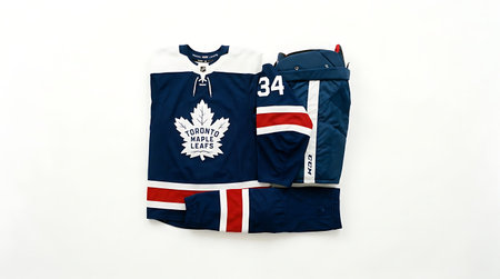 Men's Full Hockey Uniform Folded Isolated on White