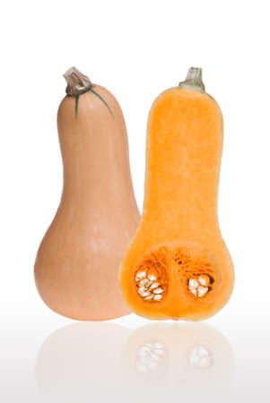 pumpkin and section on white backgroundの写真素材