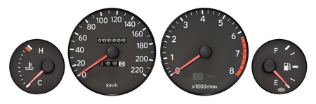 set of car gauge  Tachometer, speedometer, fuel meter, radiator temperature meter  