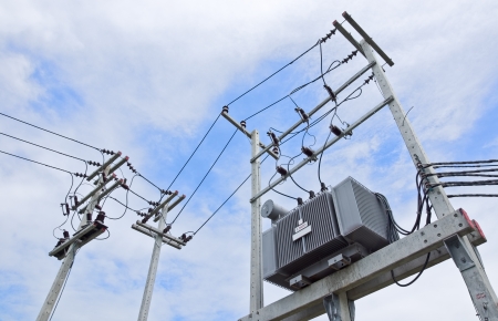 Transformer on Electric Pole and Power transmission lines