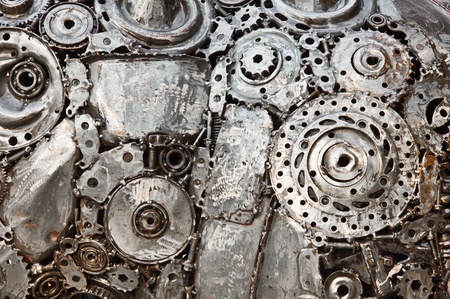 handicraft metal artwork from used spare partsの写真素材