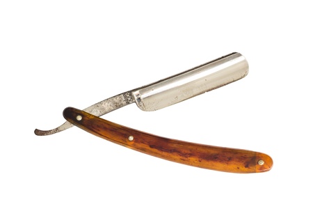 antique barber s razor isolate on white backgroundの写真素材