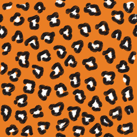 A seamless pattern of leopard print made in a quirky and fun scribble technique.