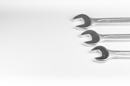 The wrench steel tools for repair chrome madeの写真素材