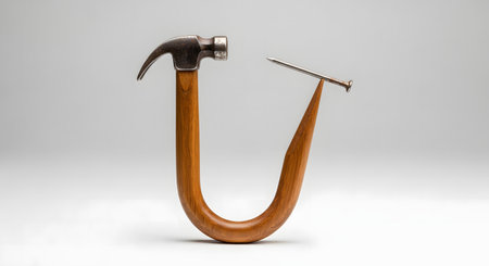 Hammer and nail on the white background. 3D illustration.の素材
