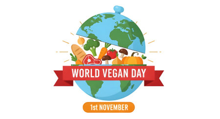 World Vegan Day Vector Illustration. Suitable for greeting card, poster and bannerの素材