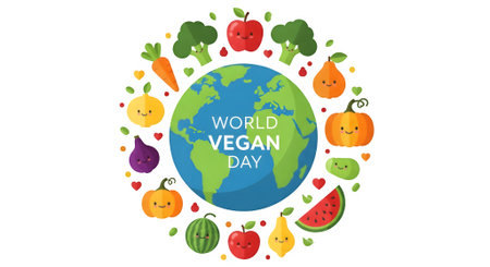 World Vegetarian Day. Vector Illustration of Earth Day. World Vegetarian Day.の素材