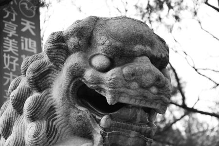 Stone lion statueのeditorial素材