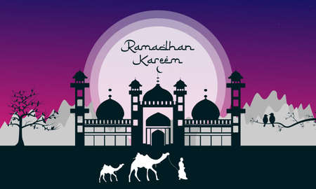 ramadan kareem mosque background design illustrationのイラスト素材