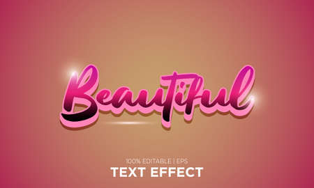beautiful text effect vector editableのイラスト素材