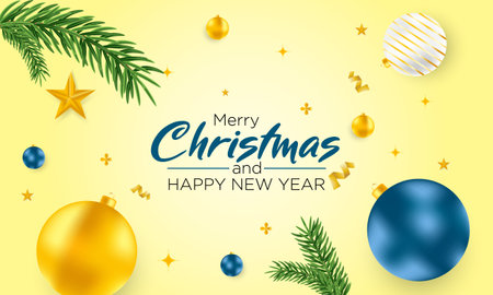 merry christmas and happy new year background with attractive ornamentsのイラスト素材