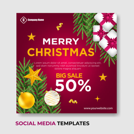 merry christmas sale social media postのイラスト素材