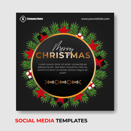 merry christmas social media post with Christmas theme decorations suitable for your business needs and similar themesのイラスト素材