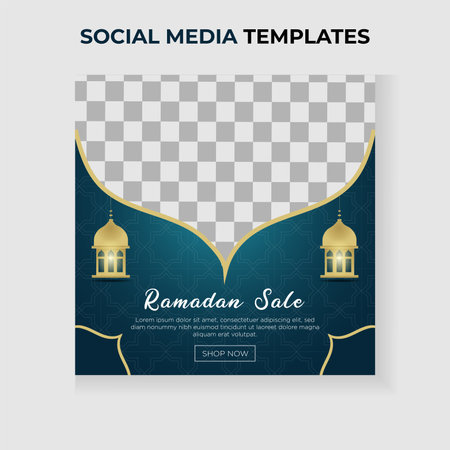 social media post ramadan theme with mosque and lantern elementsのイラスト素材